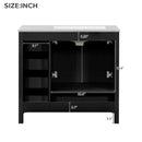 Bathroom Vanity With Ceramic Sink Combo, Abundant Storage Cabinet 2 Soft Close Doors And 5 Drawers