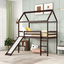 Twin Loft Bed with Slide, House Bed with Slide,Gray(OLD SKU :WF286245AAP)