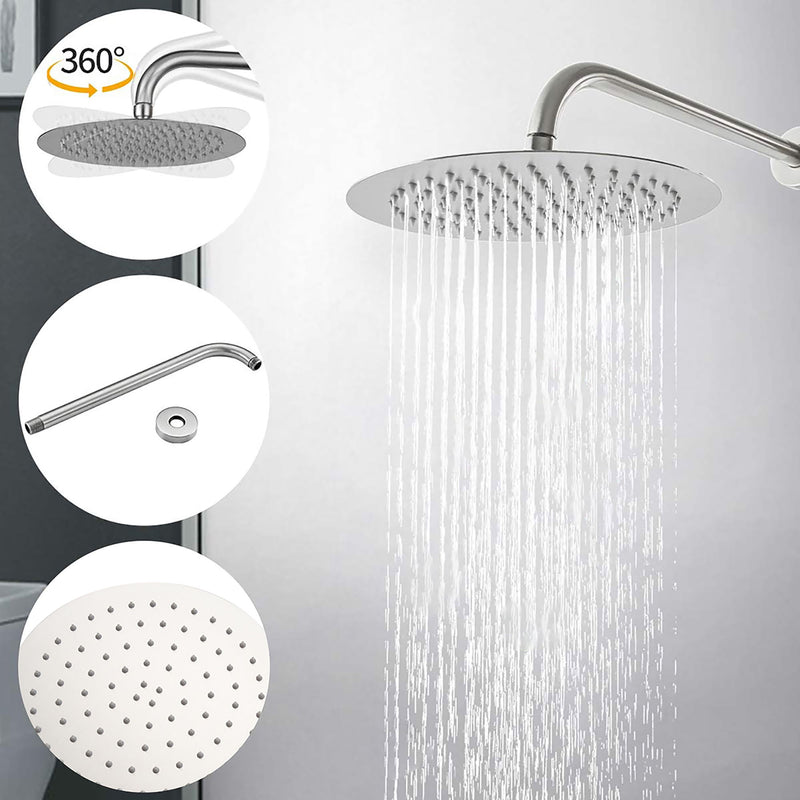 Elegant 10" Round Rain Shower Head And Handheld Set With Adjustable Tilt And Dual Modes - Brushed Nickel Silver