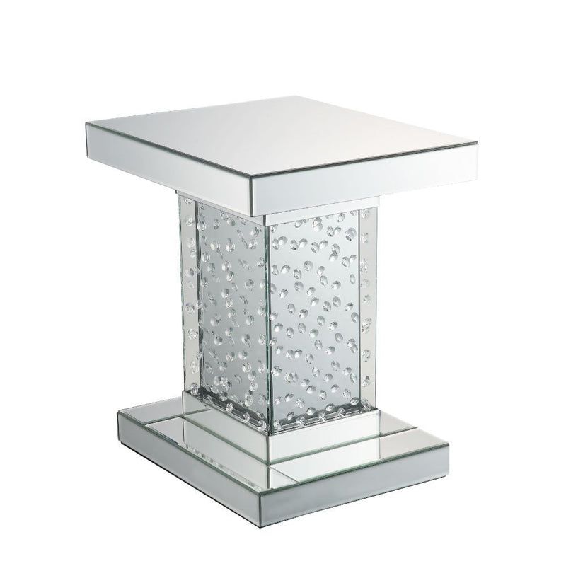 Nysa - End Table - Mirrored & Faux Crystals - 20" - Atlantic Fine Furniture Inc
