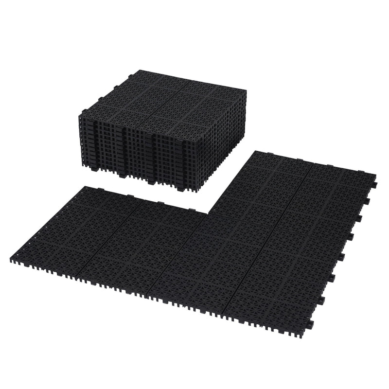 Interlocking Deck Tiles Plastic Waterproof Outdoor All Weather Anti-Slip Bathroom Shower Balcony Porch Strong Weight Capacity Upto 6613 Lbs, Rosette Pattern