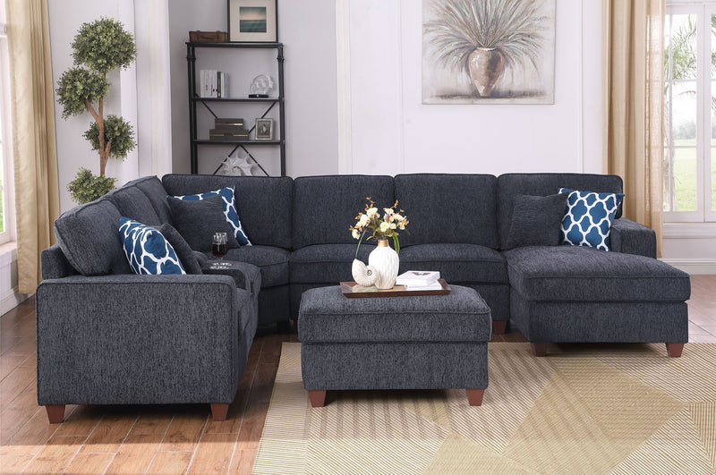 Sarah - Upholstered Sectional With Ottoman