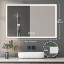 Modern LED Bathroom Vanity Mirror With Aluminum Frame, 45° Beveled Lights, Anti Fog - Silver