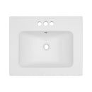 Modern Rectangular Single Vanity Top With Overflow And 3 Faucet Holes - White
