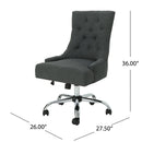 Glory Diamond Tufted Upholstered Office Chair With Rolling Casters And Sloped Arms - Dark Gray / Chrome