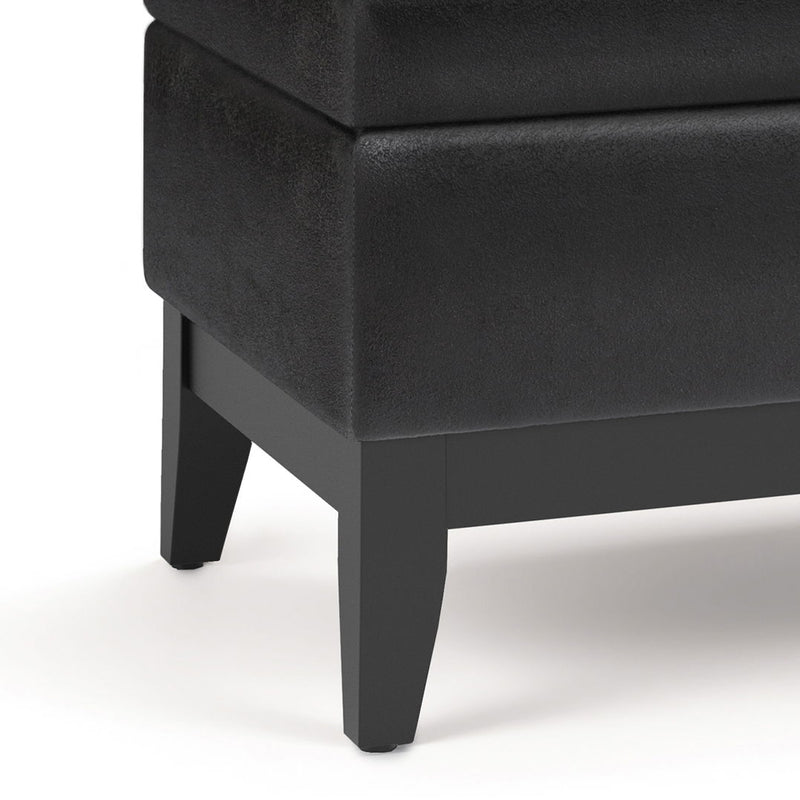 Oregon - Storage Ottoman Bench With Tray - Distressed Black