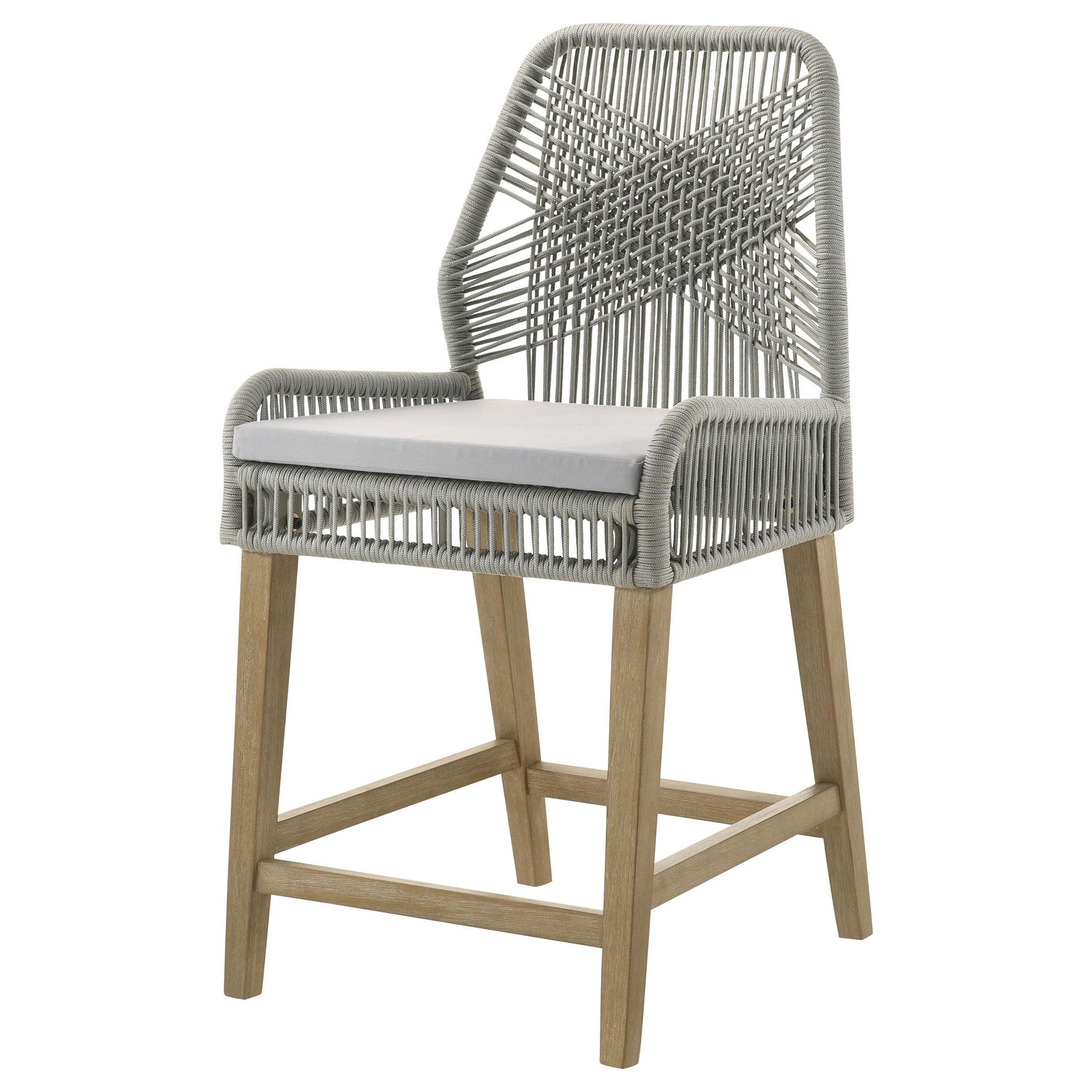 Nakia Woven Rope Counter Chair with Cushion Grey (Set of 2)