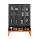 Modern Metal Shoe Cabinet With DoublebSided Mesh Doors And Adjustable Partitions