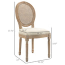 Homcom - French Style Upholstered Dining Chair Set, Armless Accent Side Chairs With Rattan Backrest And Linen-Touch Upholstery (Set of 2) - Cream White
