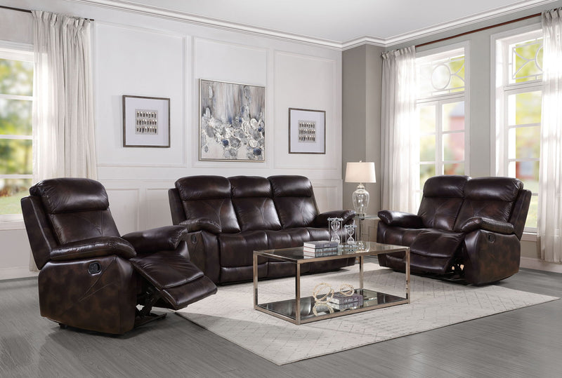 Perfiel - Loveseat - 2 Tone Dark Brown Top Grain Leather