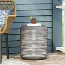 Outdoor Side Table With Cylindrical Shape - White