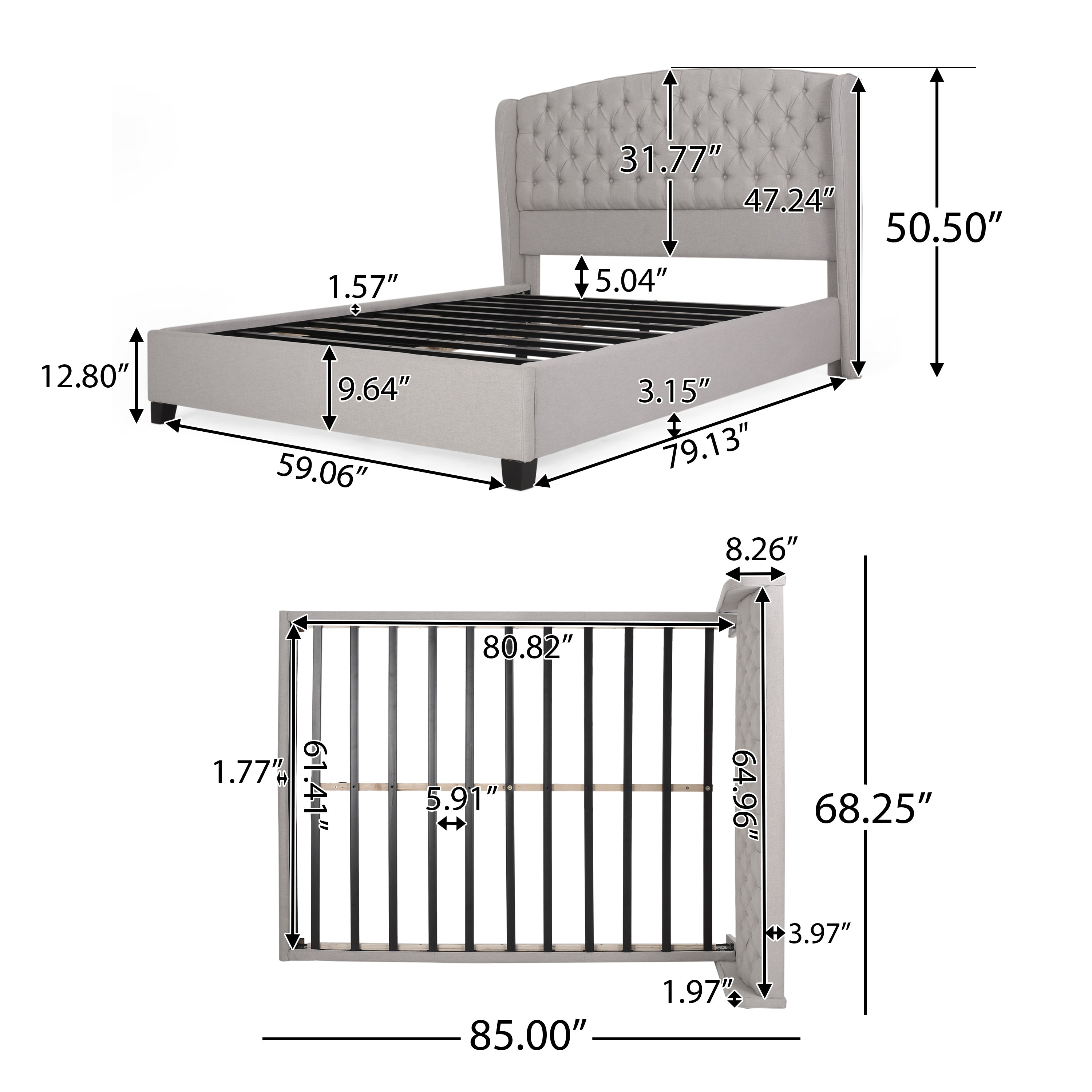 ALBERTA FULLY UPHOLSTERED QUEEN WHOLE BED-HEADBOARD -NEW - Atlantic Fine Furniture Melbourne FL