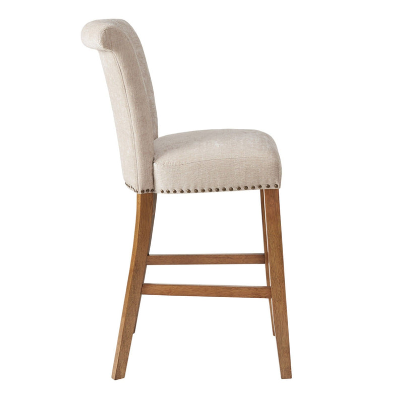 Bar Stool With Bronze Nail Heads - Cream