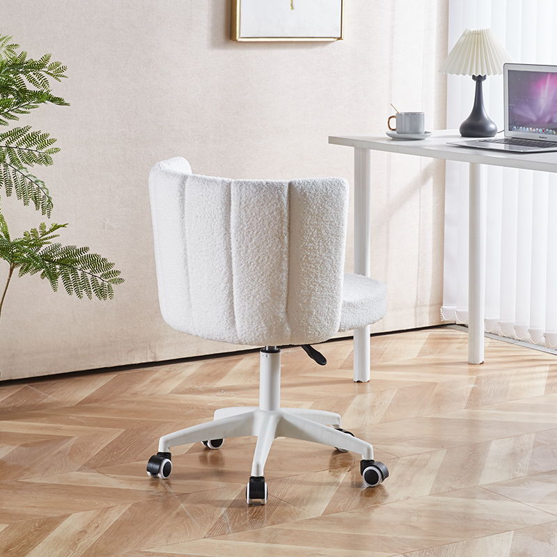 Home Office Chair, Fluffy Fuzzy Comfortable Makeup Vanity Chair, Swivel Desk Chair Height Adjustable Dressing Chair For Bedroom