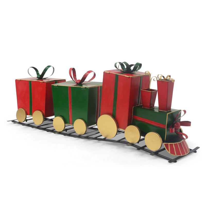 Festive Train Decor With Gift Shaped Carriages - Red