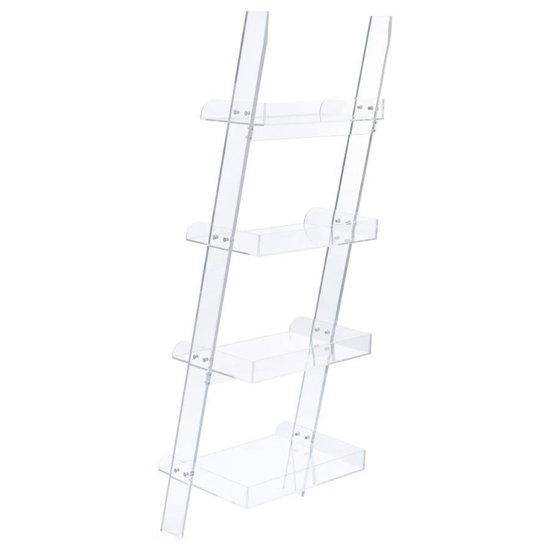 Amaturo - 4-Shelf Ladder Bookcase - Clear