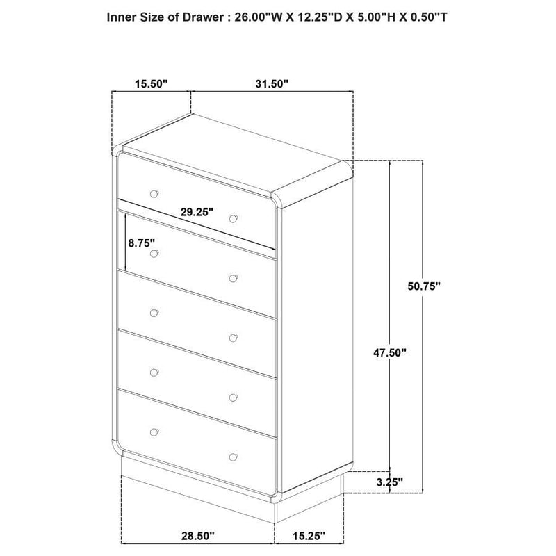 Cavelle - 5-Drawer Chest Of Drawers - Black