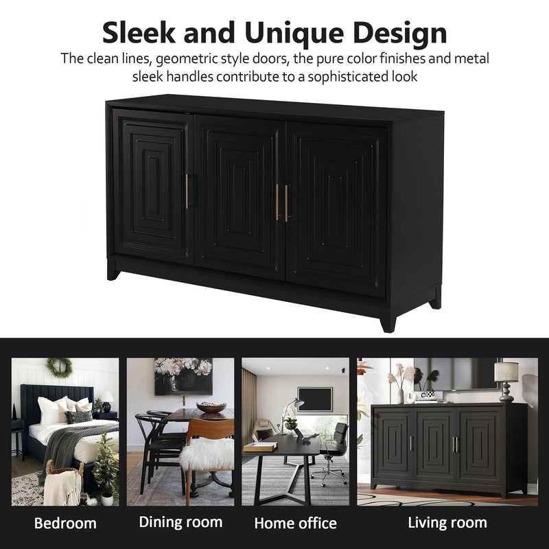 TV Stand For TVs Up To 65", Modern Entertainment Center Media Console Cabinet With 2 Spacious Storage Space
