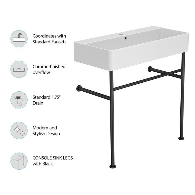 Ceramic Console Bathroom Sink With Overflow