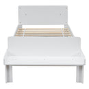 Twin Bed with Footboard Bench ,White