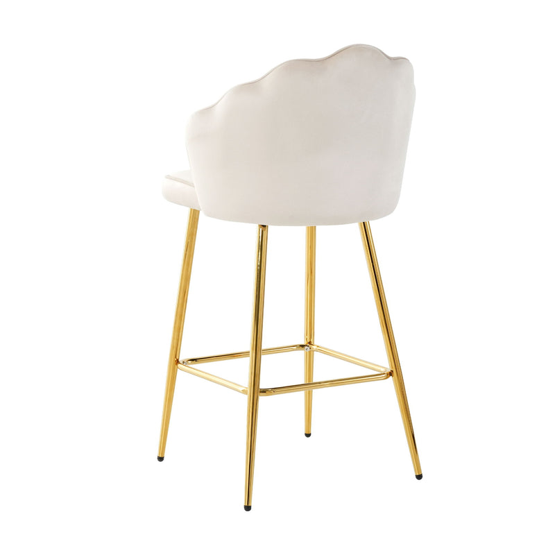 Elegant Shell Shape Velvet Bar Chair (Set of 2)