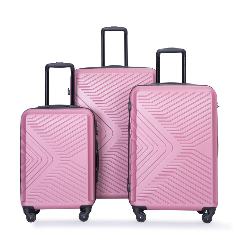 3 Piece Luggage Sets Lightweight Suitcase With Two Hooks, Spinner Wheels, Tsa Lock, Durable Hard Shell