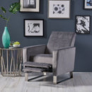 Bolt - Upholstered Recliner Chair With Stainless Steel Base - Gray / Chrome
