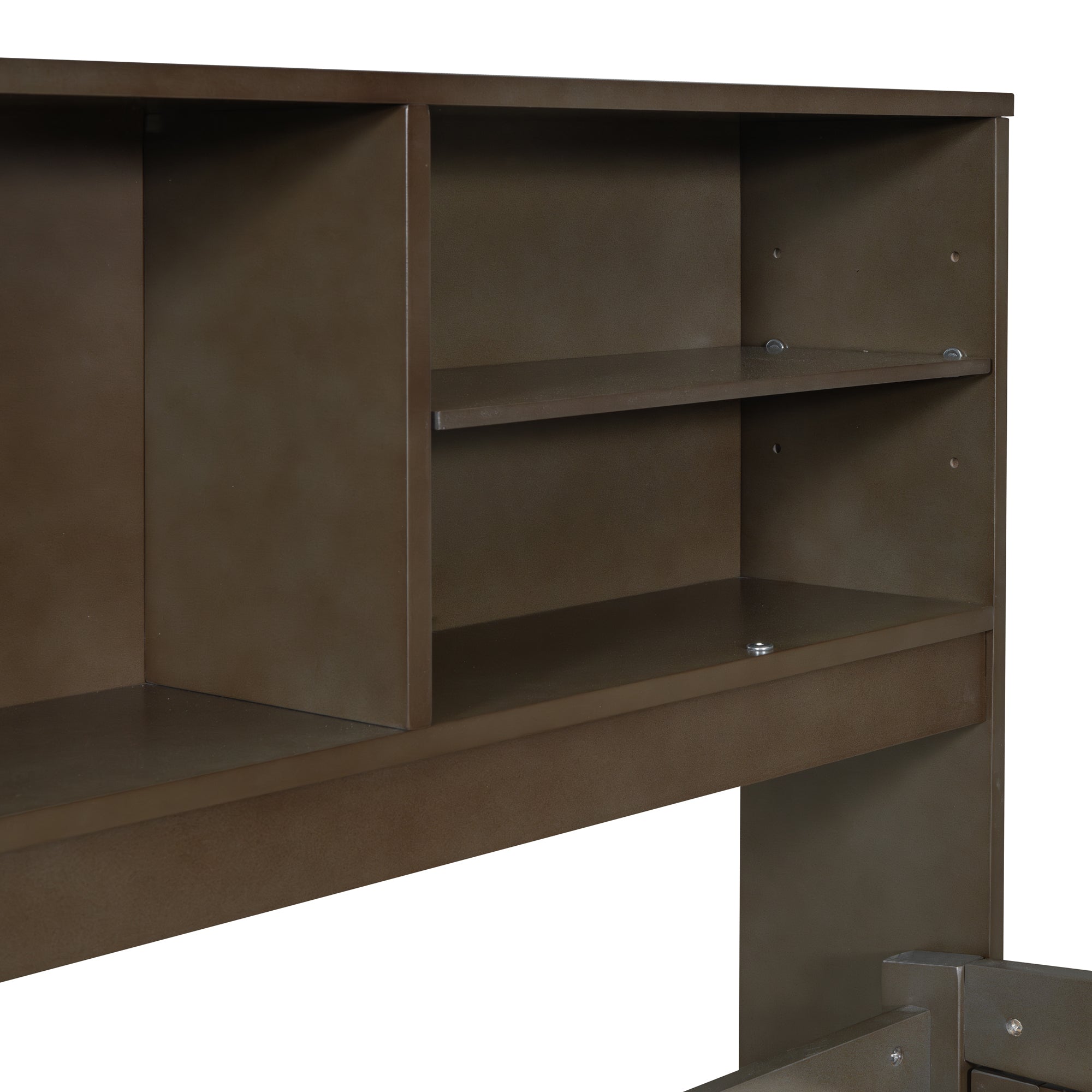 Full Size Wood Daybed with 2 Bedside Cabinets, Upper Shelves and 4 Drawers, Antique Brown - Atlantic Fine Furniture Melbourne FL