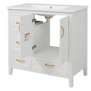 Bathroom Vanity With Sink, Soft Closing Doors & Drawers, Metal Handles