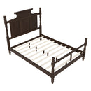 Vintage Country Style 4 Poster Platform Bed With High Crown Like Headboard, No Box Spring Needed