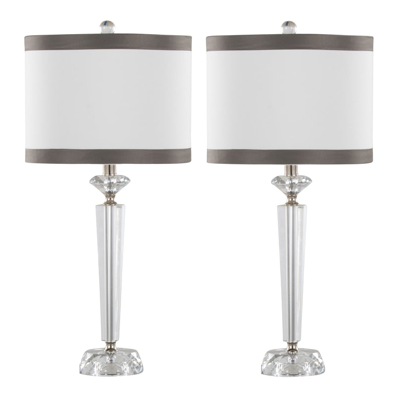 Diamond - Torch Crystal Contemporary Table Lamp (Set of 2) - Clear / Off White / Dark Gray / Polished Nickel