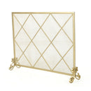 Minimalist Single Panel Iron Fireplace Screen With Diamond Design