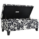 Luxury Storage Ottoman With Floral Patterned Fabric, Soft-Close Hinges, Multi Functional