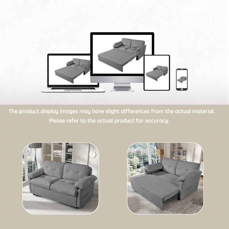 Convertible Pull Out Sofa Bed Queen Size, 3 In 1 With Side Storage