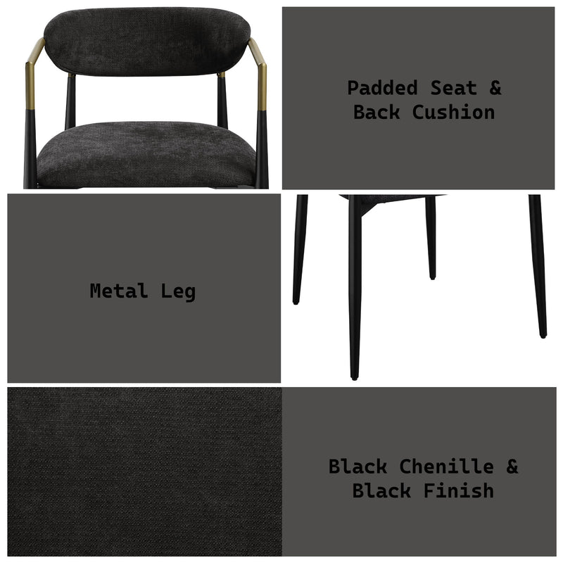 Jaramillo - Chenille Side Chair (Set of 2) - Black