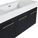 Modern Wall Mounted Bathroom Vanity With Thick Edge Resin Sink And Storage Rack