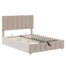 Elegant Upholstered Platform Bed With Hydraulic Storage System