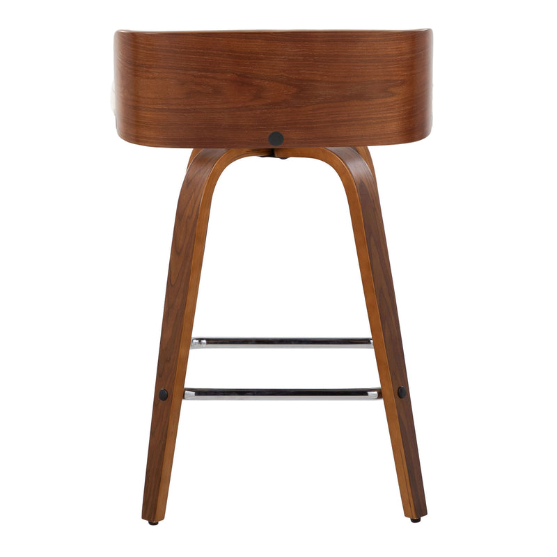 Maya - Mid Century Modern Fixed Height Counter Stool & Swivel With Square Footrest (Set of 2)