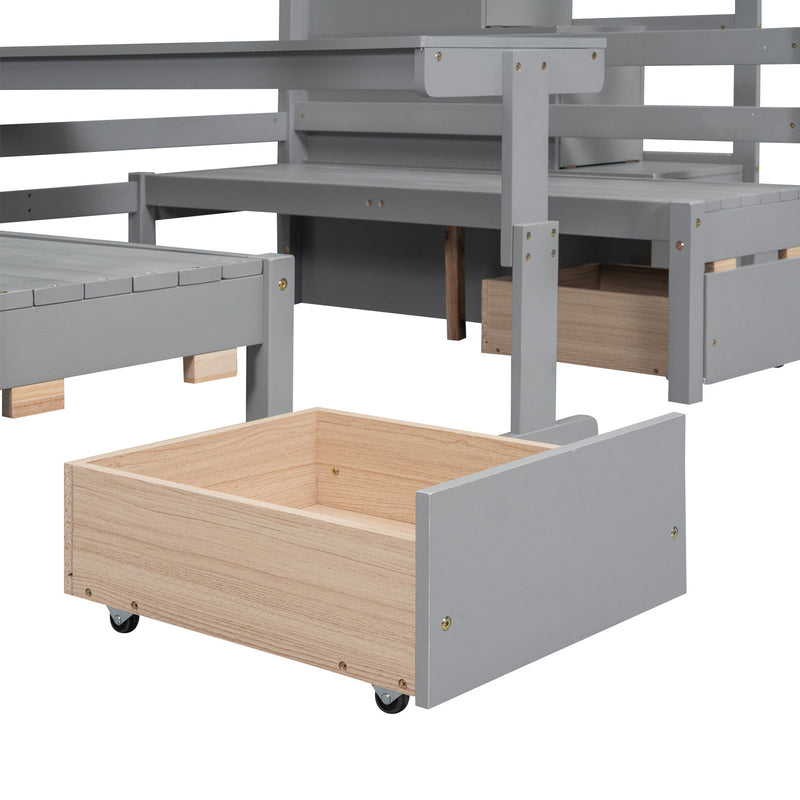 Bunk With Staircase, The Down Bed Can Be Convertible To Seats And Table Set