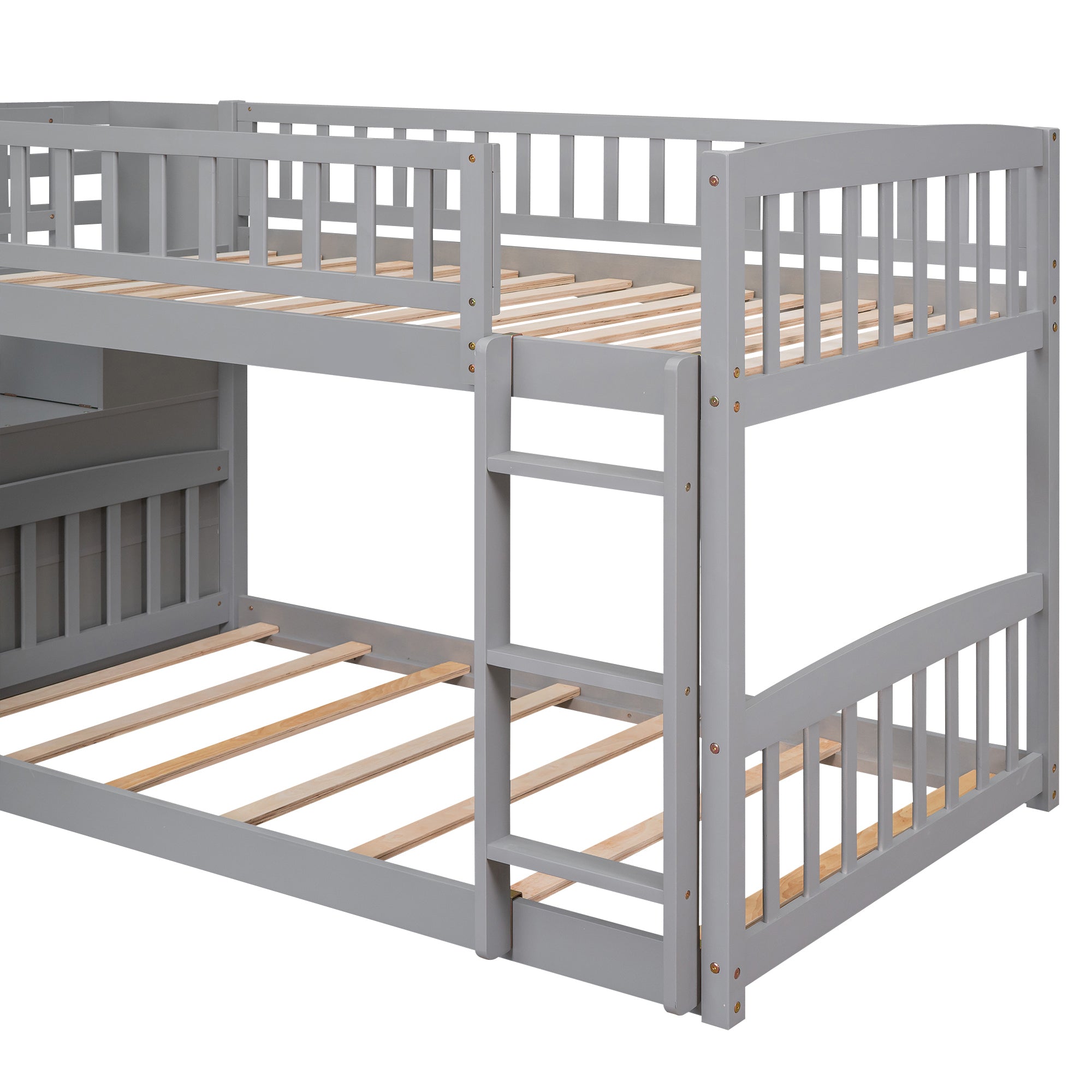 Stairway Twin over Twin Bunk Bed with Two Drawers and Slide, Gray(OLD SKU :LT000155AAE) - Atlantic Fine Furniture Melbourne FL