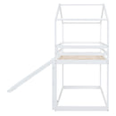Twin Over Twin Bunk Bed with Roof, Slide and Ladder, White