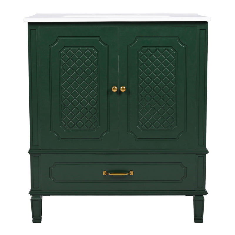 Vintage Style Bathroom Vanity With Sink, Multi Functional Storage, Soft-Closing Door