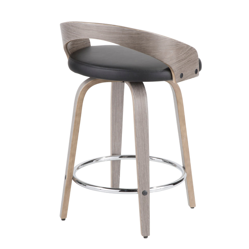 Grotto - Contemporary Fixed Height Counter Stool & Swivel With Round Footrest (Set of 2)