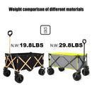 Aluminum Alloy Folding Wagon, Heavy Duty Utility Beach Wagon Cart For Sand With Big Wheels, Adjustable Handle & Drink Holders For Shopping, Camping, Garden And Outdoor