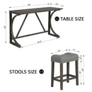 Bar Table Set With 3 Padded Stools