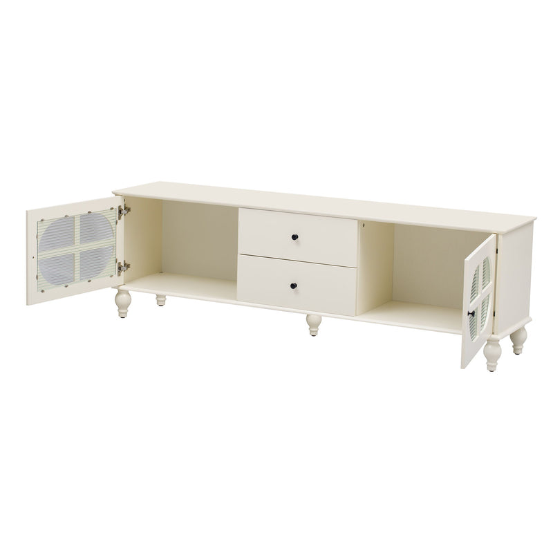 Modern TV Stand For TVs Up To 75" With Fluted Glass Doors