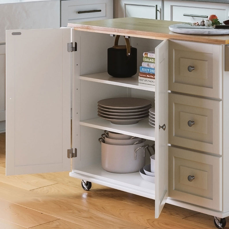 Blanche - Kitchen Cart - Rubber Wood Top