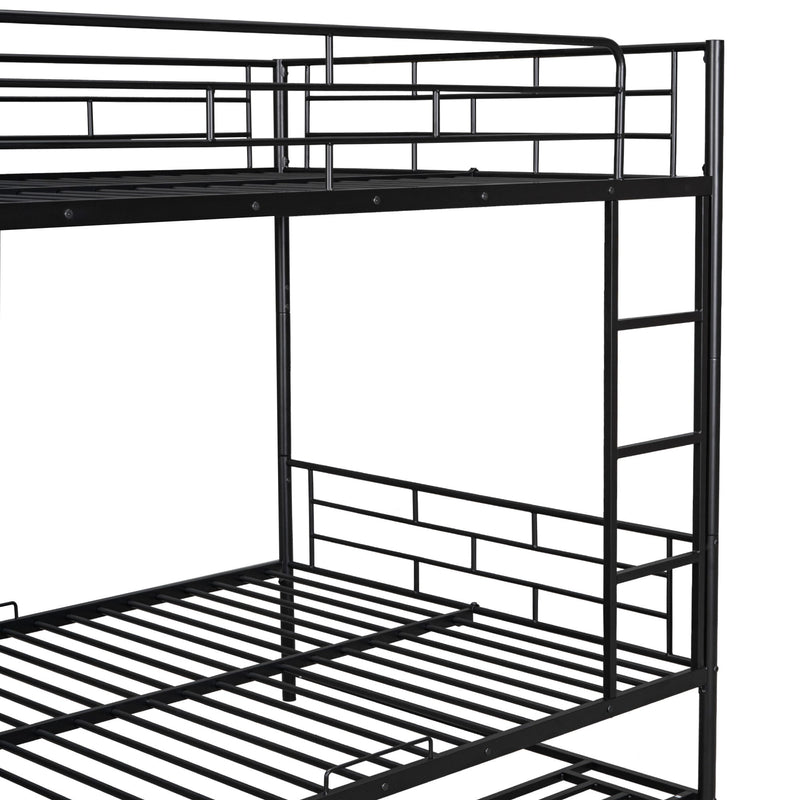 Metal Bunk Bed With Shelf And Guardrails