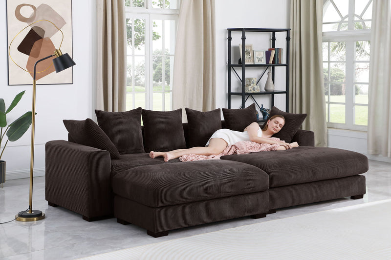 Duke - 4 Piece Upholstered Sectional - Dark Brown