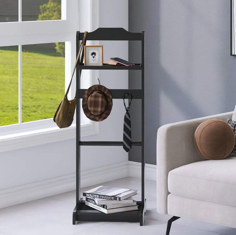 Accent Portable Garment Rack, Clothes Valet Stand With Storage Organizer